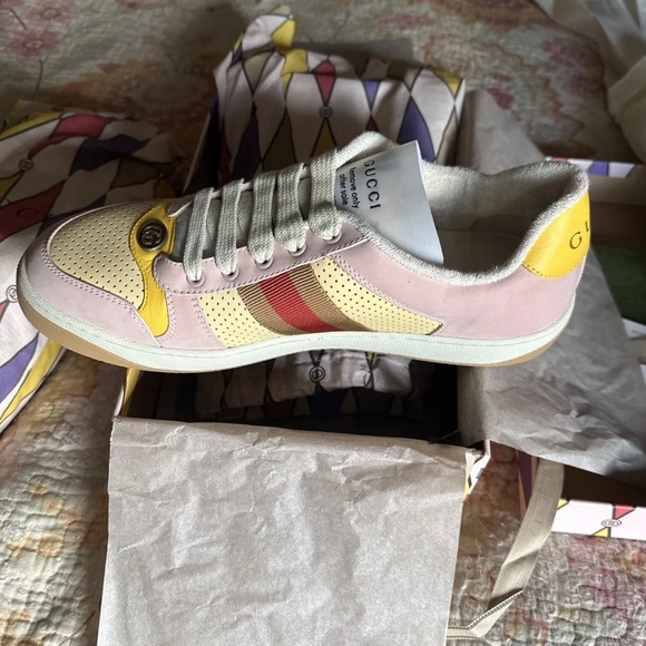 Gucci Lovelight Screener sneakers sz W11 M9.5 EU42 New in box pink leather - Picture 7 of 10
